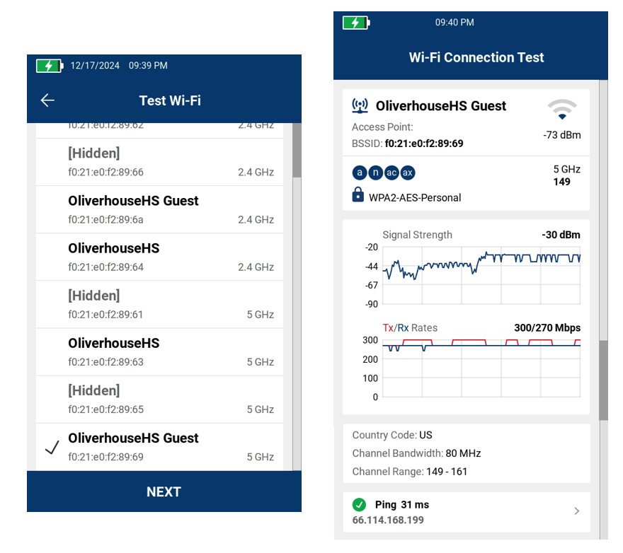 Running a Wi-Fi Connection Test