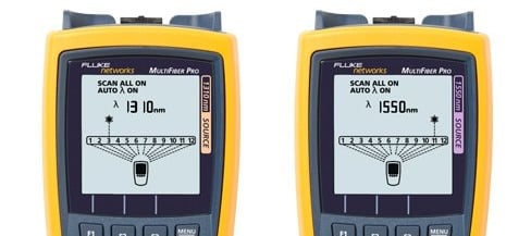 MultiFiber Pro test screens showing a scan on all fibers.